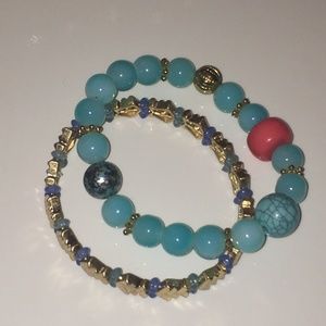 blue/gold bracelet duo